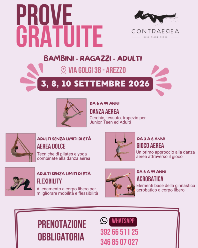 PROVE GRATUITE DI DANZA AEREA AD AREZZO